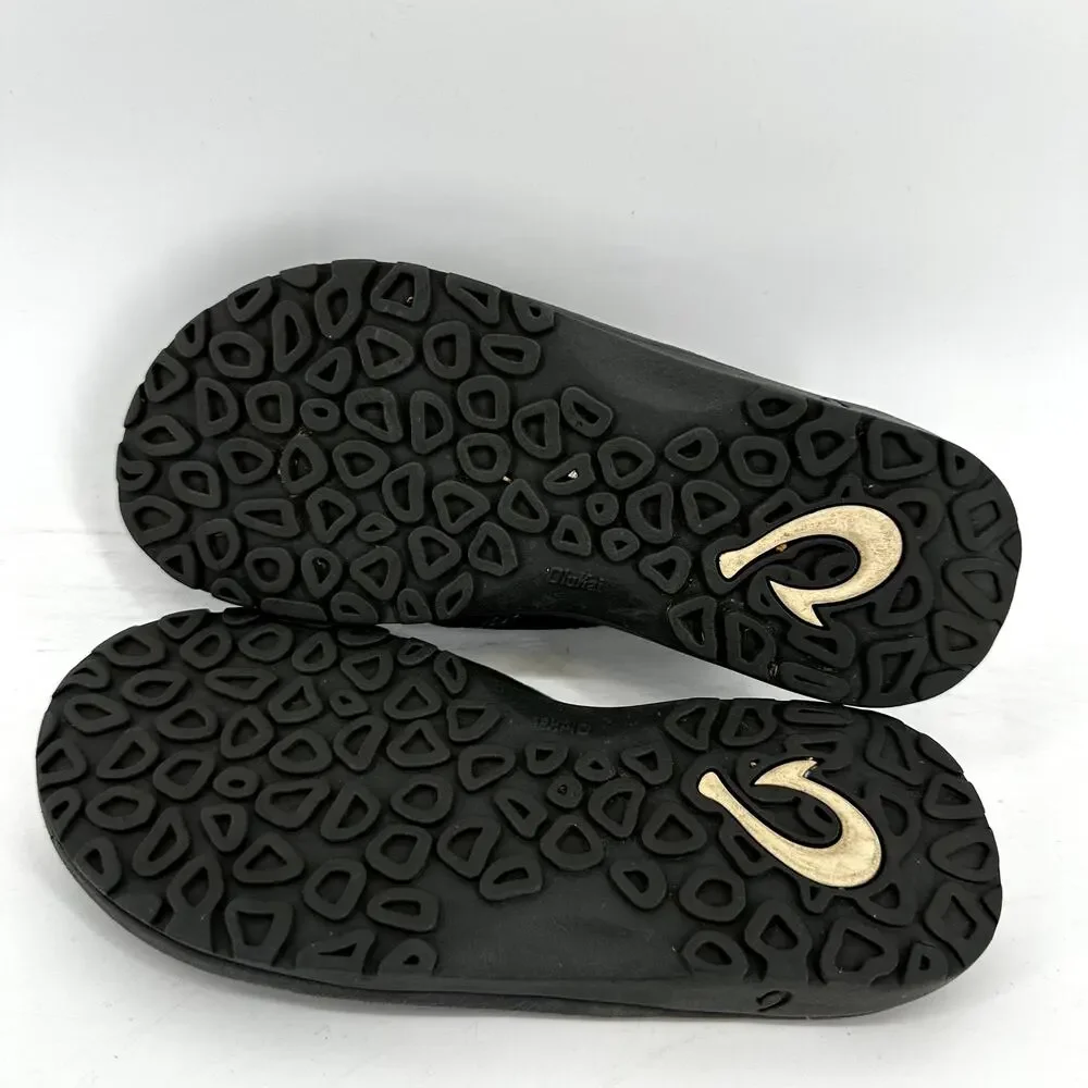 OluKai Ohana Pavement Sandals Flip Flop Thong Water Resistant Beach Black 6.5